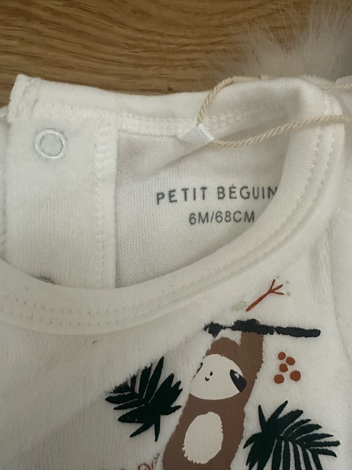 Pyjama / dors bien velours chaud bébé mixte - Taille 6 mois - neuf, avec étiquette - Petit béguin - photo numéro 4