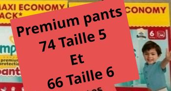 Couches pampers taille 5 et 6  premium pants 