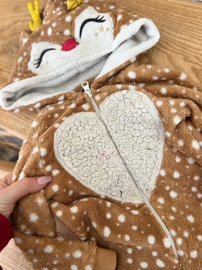 Pyjama bien chaud renne de noël combinaison polaire chaud déguisement 4 ans - photo numéro 3