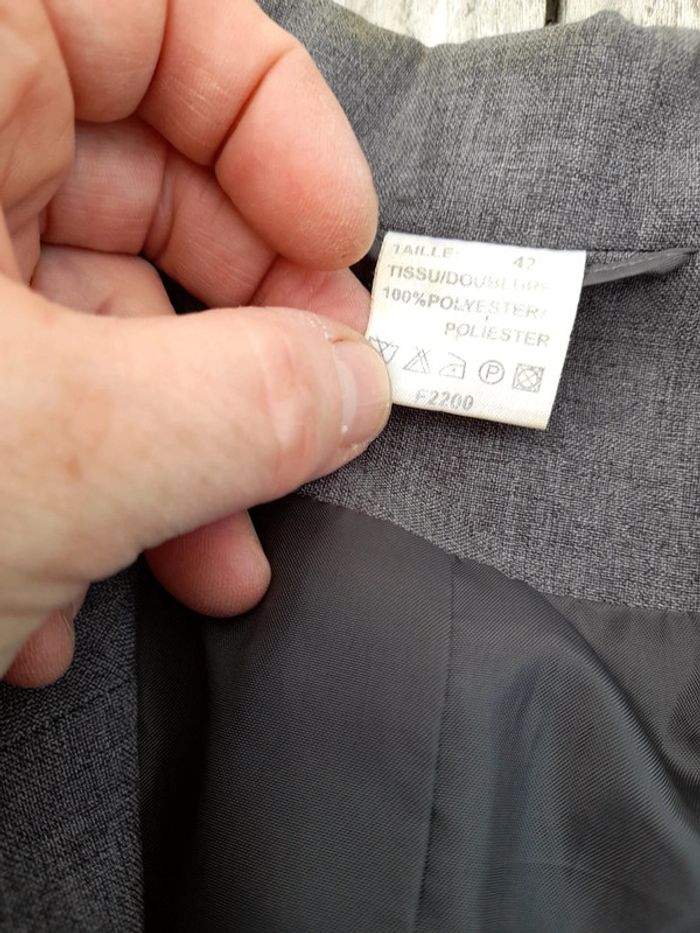 Veste tailleur polyester gris T42 - photo numéro 5