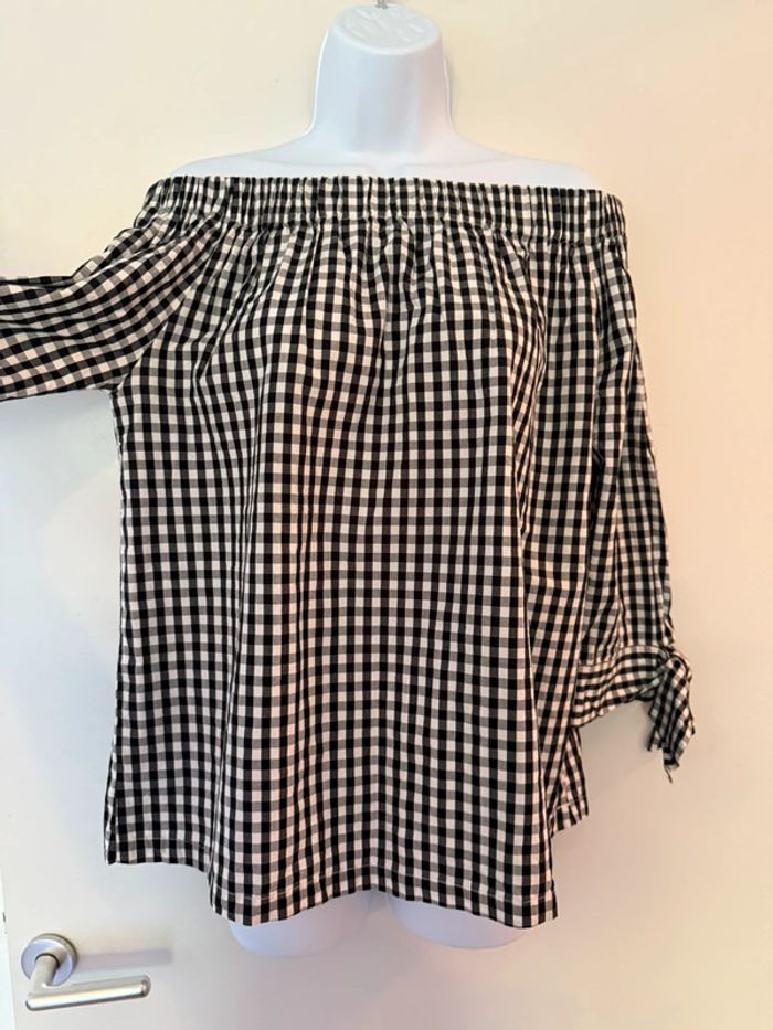 Blouse épaules dénudées Vichy Promod - photo numéro 4