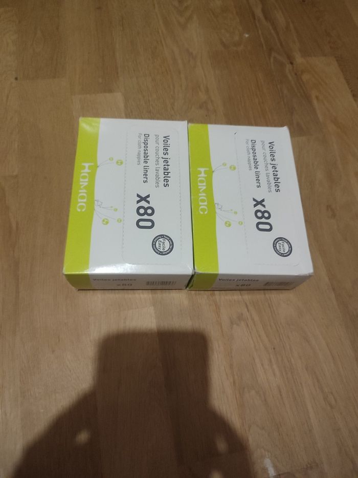 Lot boîtes voiles jetables couches lavables hamac