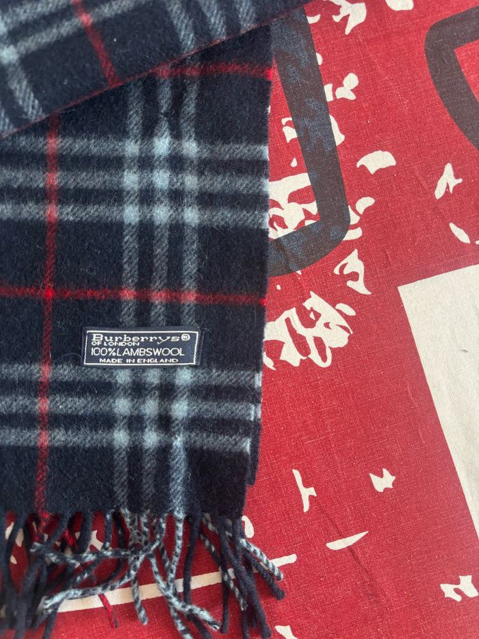 Écharpe Burberry 155cm bleu blanc et rouge grand carreau - photo numéro 4