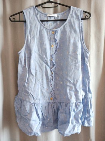 Blouse sans manches et à volants bleue Pieces Taille S36