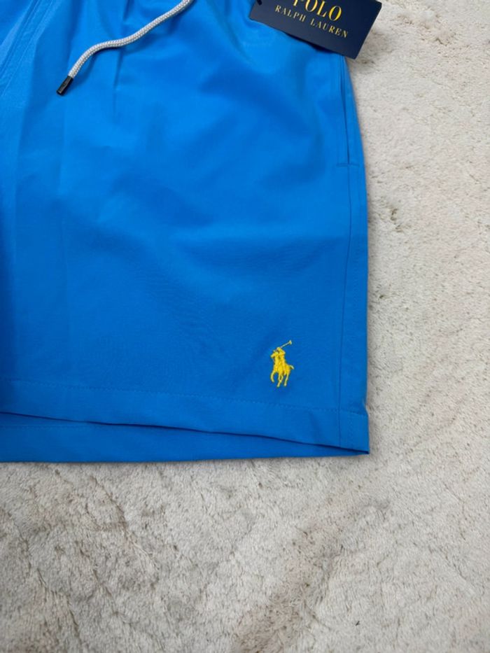 Short de Bain Ralph Lauren Bleu Uni Logo Brodé Neuf Taille S - photo numéro 3