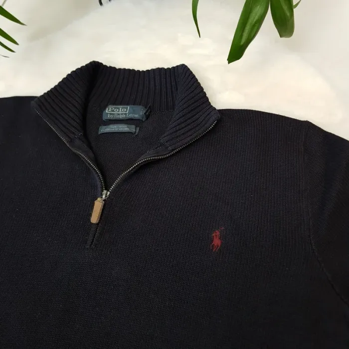 Pull Camionneur half demi zip Ralph Lauren XL Noir - photo numéro 4