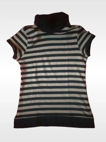 Pull col roulé à manches courtes rayures Zara taille 40