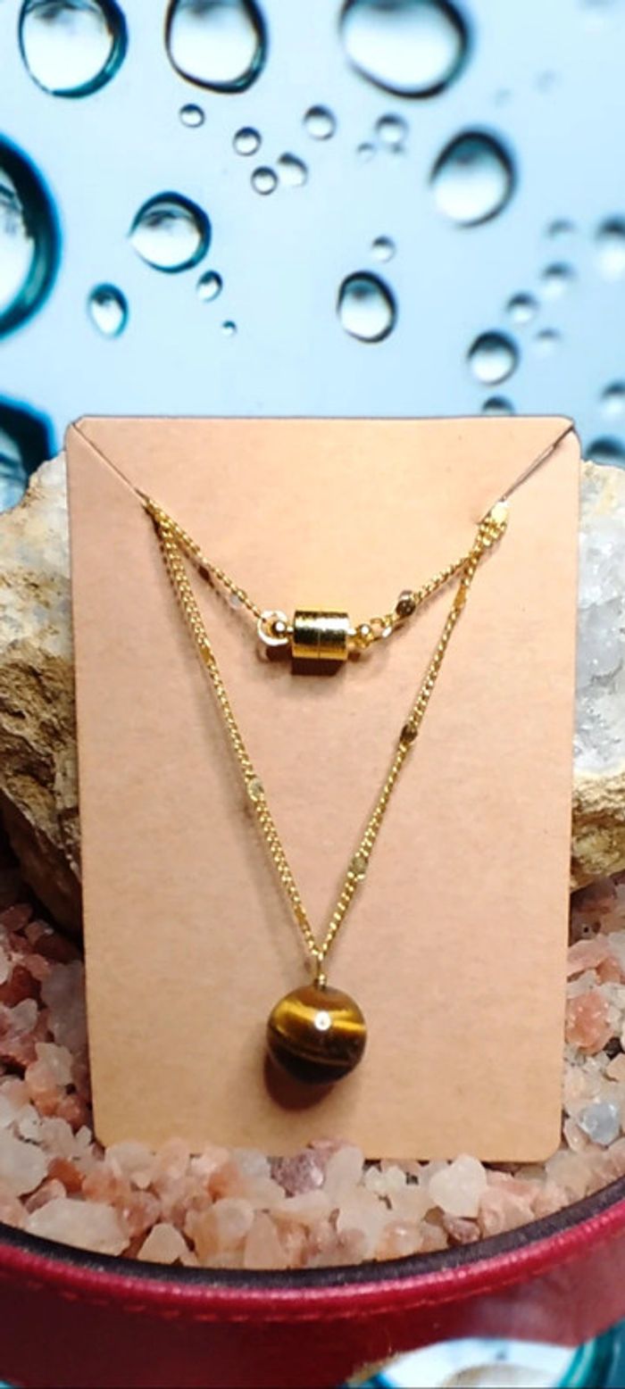 Collier en Œil de Tigre fermoir aimanté