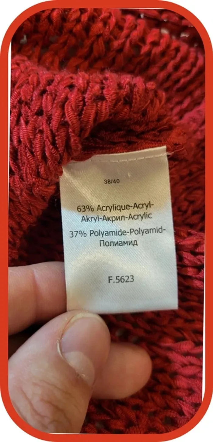 Pull rouge dentelle BlanchePorte taille 40 - Très bon état - photo numéro 5