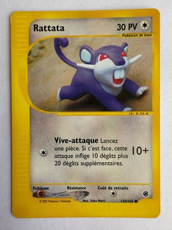 Carte Pokémon Rattata 128/165 Expédition FR usée
