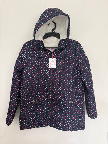 Imperméable parka fille T 12 ans Lili Marelle noir imprimé avec capuche 