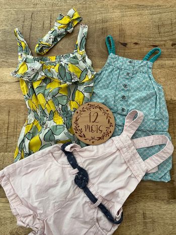 Lot 3 combi short 12 mois bébé fille