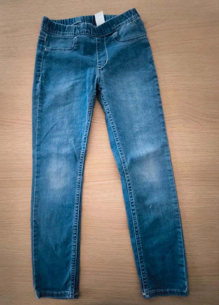 Jegging slim fille bleu 7-8 ans bon état - photo numéro 2