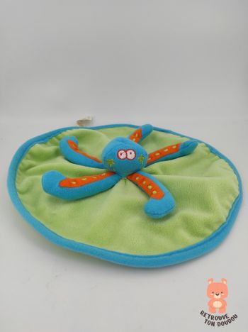 Doudou Rond plat Pieuvre Verte Badabulle