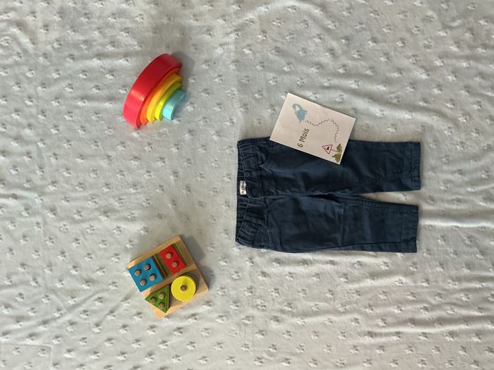 pantalon léger bleu pat et ripaton 6 mois taille réglable - photo numéro 1