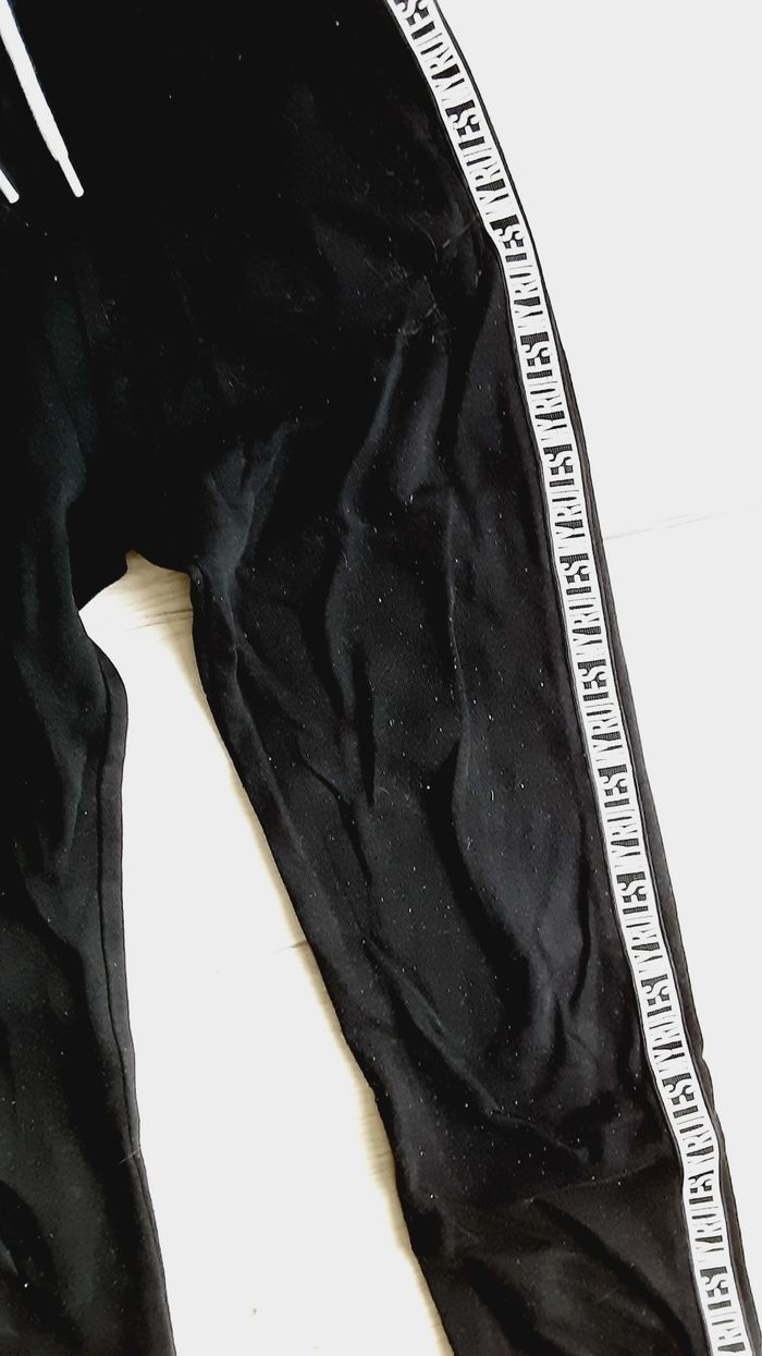 Vêtement mixte garçon fille pantalon jogging survêtement noir bande blanche 10 ans - photo numéro 2