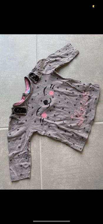 Tee shirt manches longues Chat 6 mois