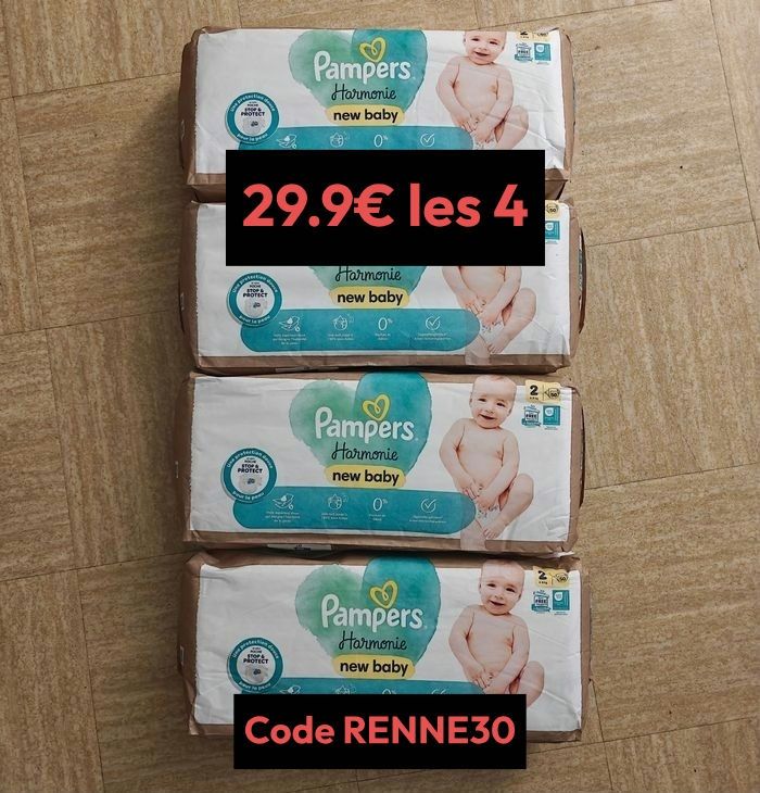 200 couches pampers taille 2 harmonie
