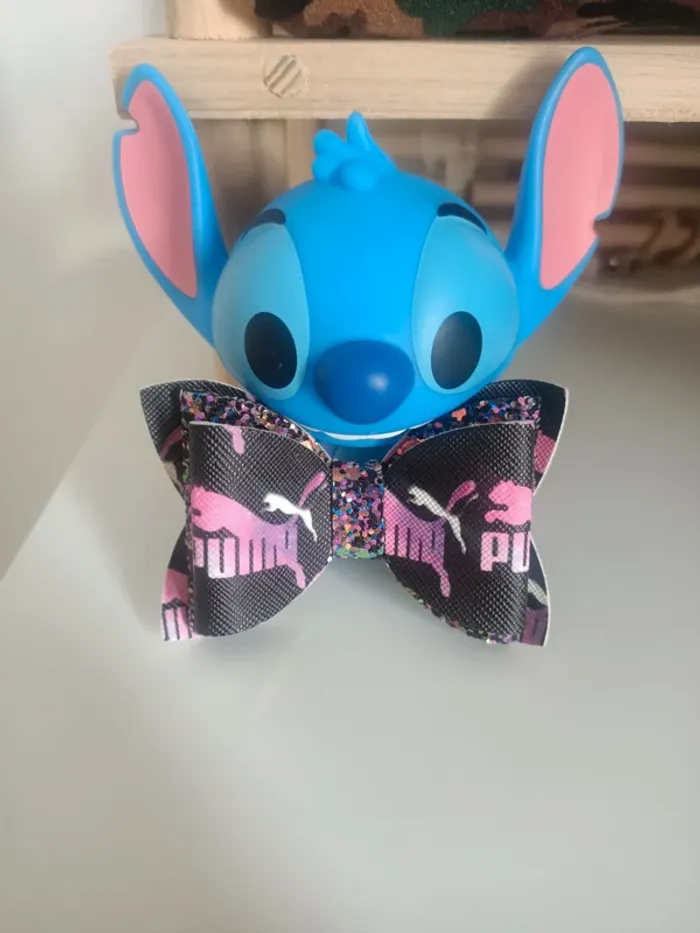 Barrette noir et rose croco fait main