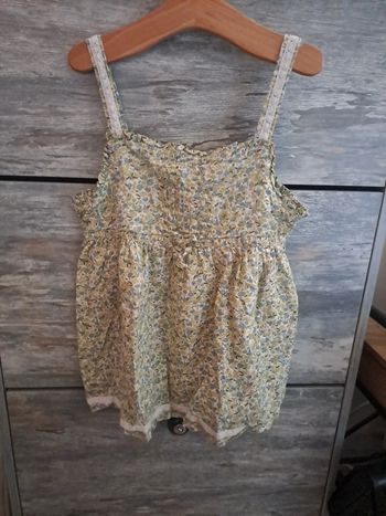 Top bretelles 10 ans la redoute imprimé petites fleurs bleu vert