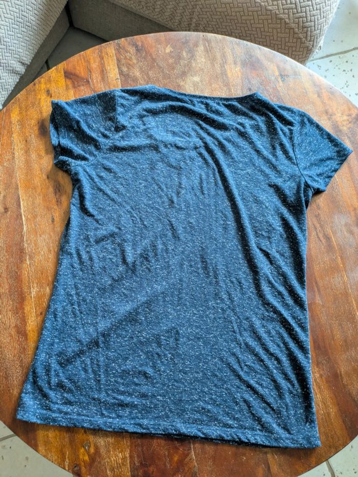 Joli t shirt bleu chiné LH taille L - photo numéro 3