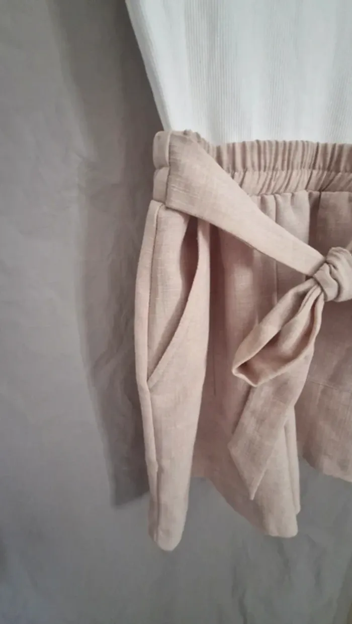 Combi short beige/marron et blanc 36 femme - photo numéro 3