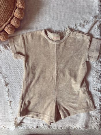 Combinaison short combishort gamin gamine éponge mixte unisexe beige