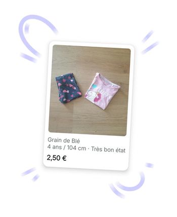 🩷 Ensemble tee-shirt pantalon 4 ans Grain de blé #emyfleury_4ansfille