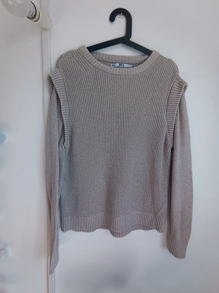 Pull gris 70% coton Only Taille L En très bon état - photo numéro 2