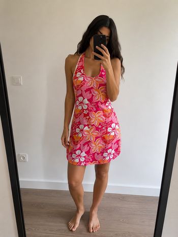 Robe dos nu fleurie rose tropicale y2k