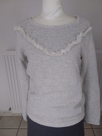 Sweat coton beige fils doré