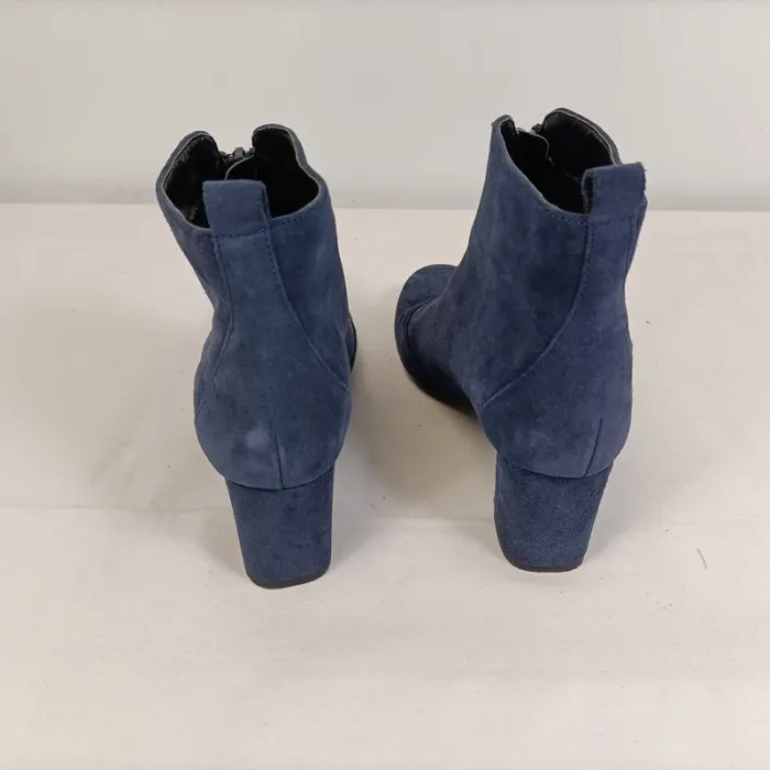 Bottines à talon hauts blues marine en cuir La Halle taille 37 C018 - photo numéro 6