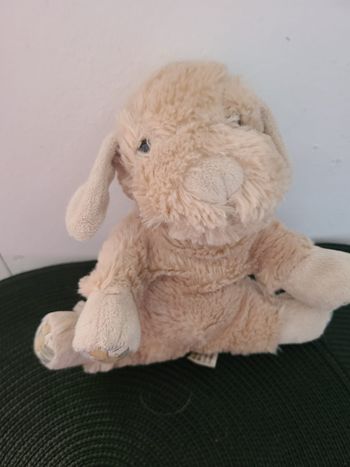 Peluche chien COCKTAIL SCANDINAVE beige tissus fleuris 22 cm