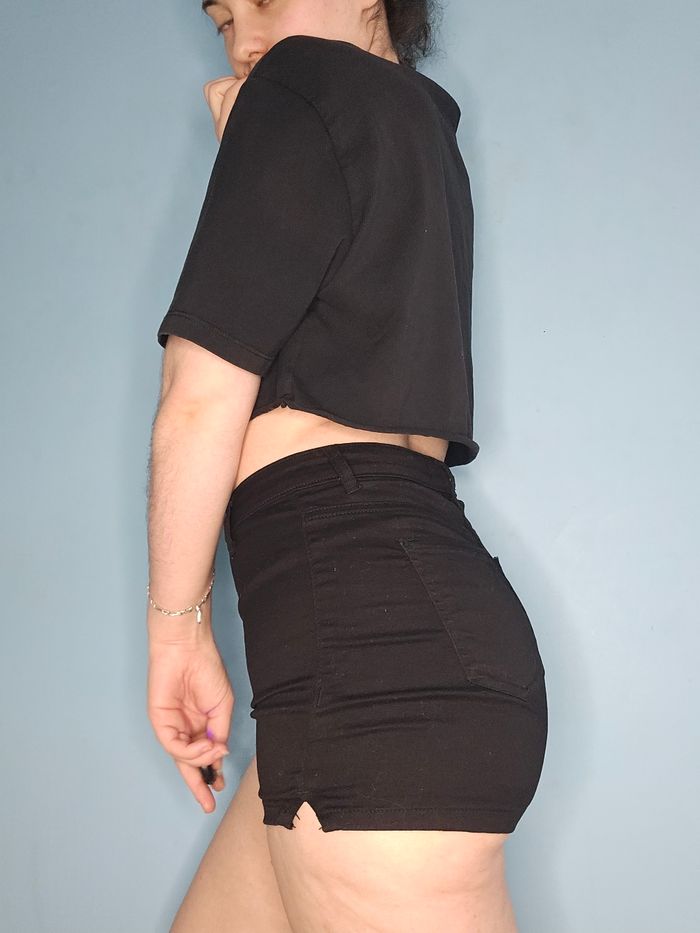 Short en jean noir moulant Taille S - photo numéro 3