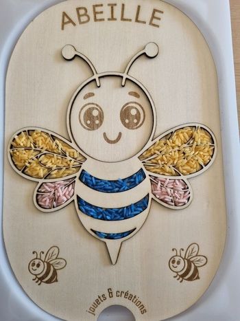 Petit insert pour bac Trofast ikea " Abeille " pour jeu de transvasement sensoriel riz coloré 