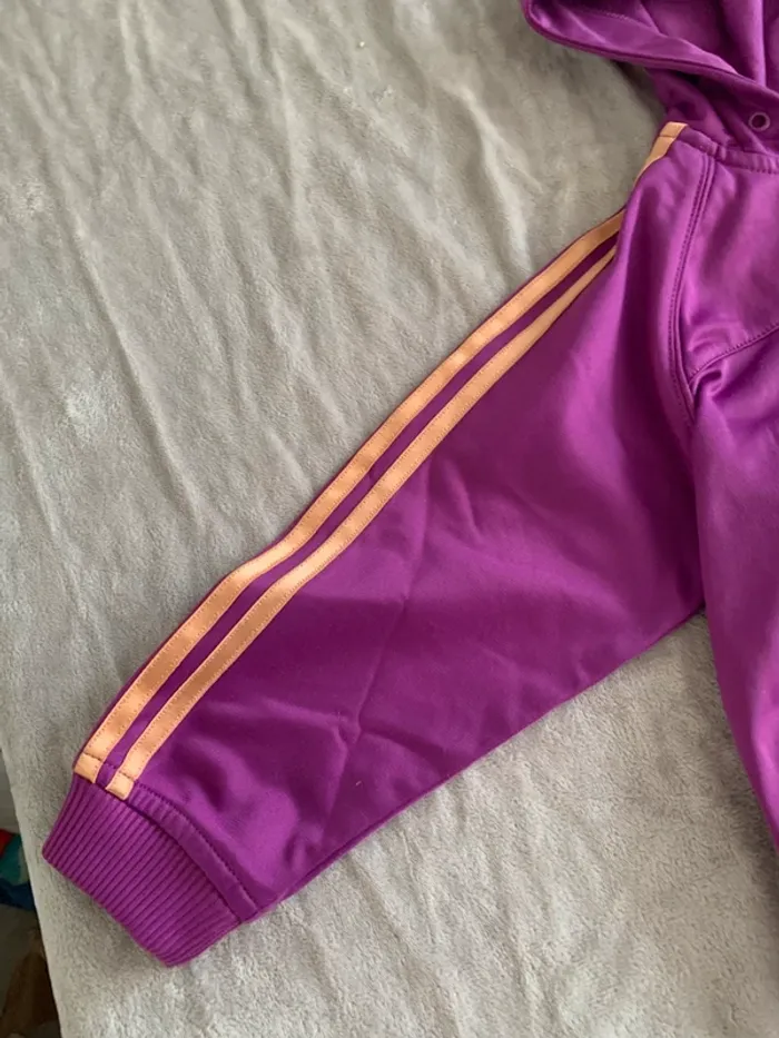 Veste à capuche Adidas enfant violet rayures roses - photo numéro 3