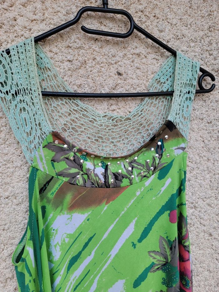 Robe imprimée pour l'été, vintage old money chic grunge tie and dye dentelle - photo numéro 2