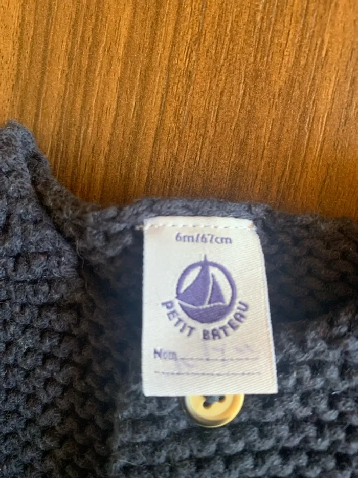 Gilet Petit Bateau maille bleu 6 mois - photo numéro 2