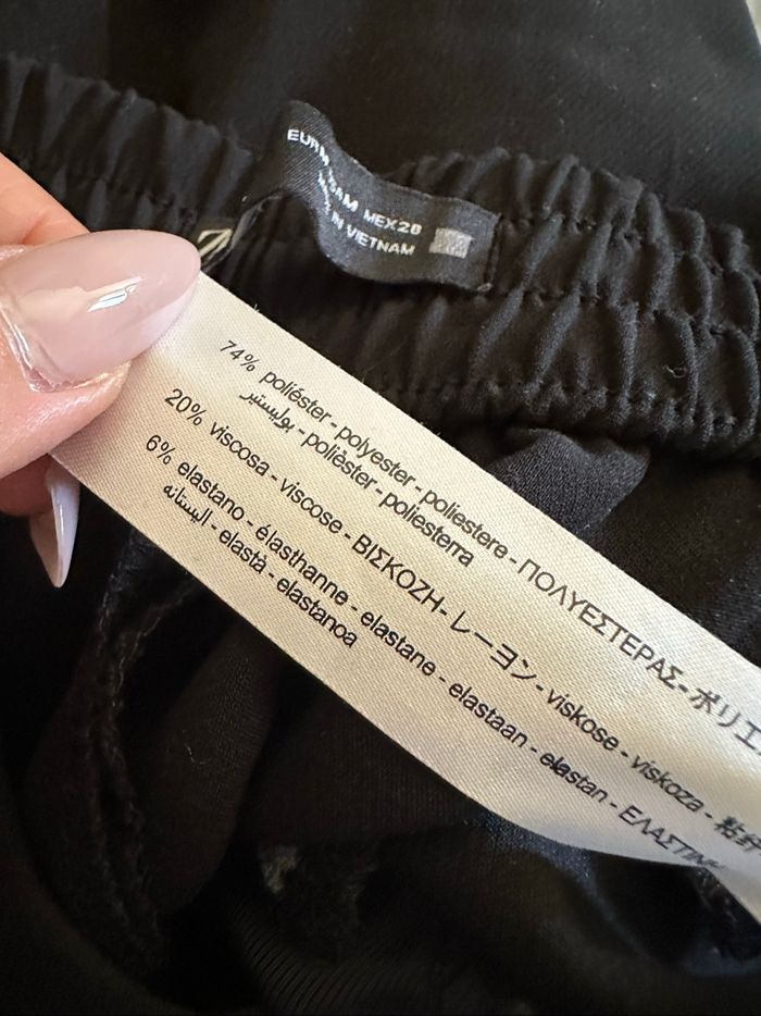 Pantalon taille haute noir et doré Zara T38 M - photo numéro 7