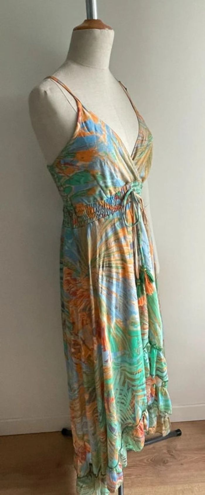 Robe d'été soie motif feuillage – M - photo numéro 2