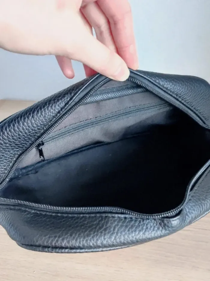 Pochette noir chevron similicuir / MOA - 25×17×8cm - photo numéro 7