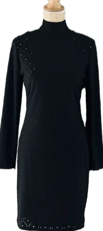 Robe noire doublée manches longues (broderie anglaise) Morgan pour femme, taille 38