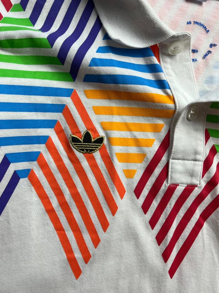 Polo/t.shirt blanc et arc en ciel Adidas pour homme en taille S - photo numéro 4