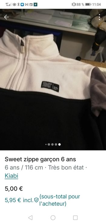 Sweat zip 6 ans 