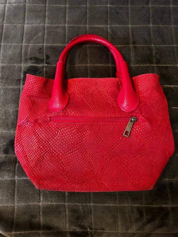 Sac à main rouge motif crocodile - photo numéro 9
