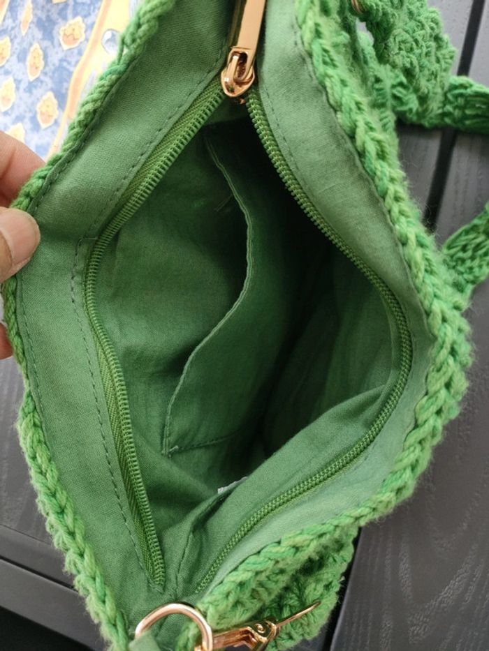 sac crochet façon paille vert - photo numéro 5