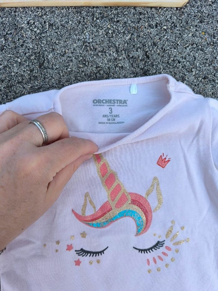 T-shirt manches longues Orchestra licorne taille 3 ans en très bon état - photo numéro 2