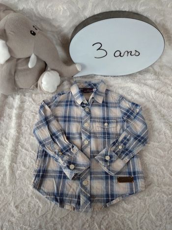 Chemise manches longues à carreaux Garçon 3 ans Cheyenne Sergent major 100% coton Vinouage