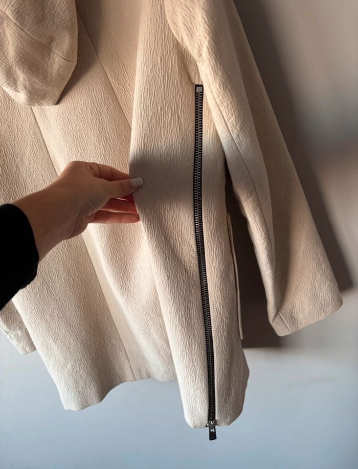 Magnifique manteau à capuche empiècements cuir Maje 40 - photo numéro 16
