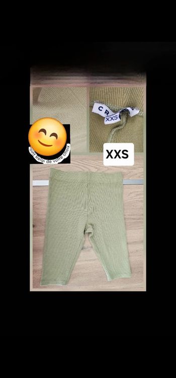 Legging type cycliste côtelé vert femme fille adolescente xxs
